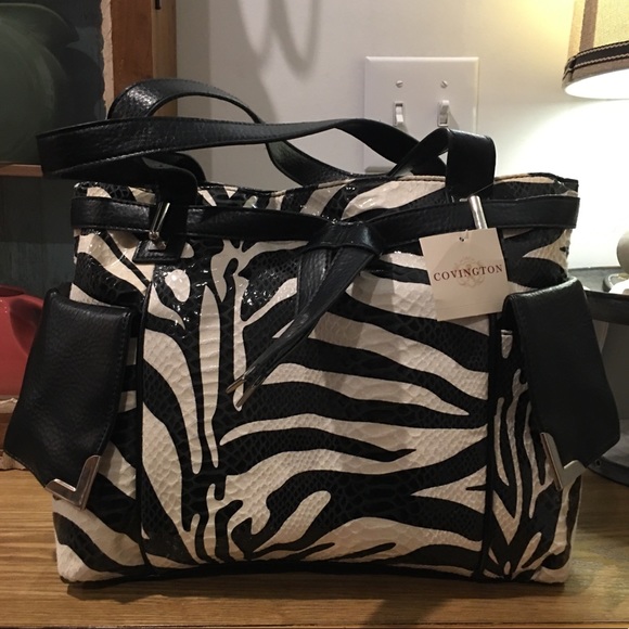 🆕 NWT! Covington Double Shoulder Tote Bag Zebra - Picture 2 of 5